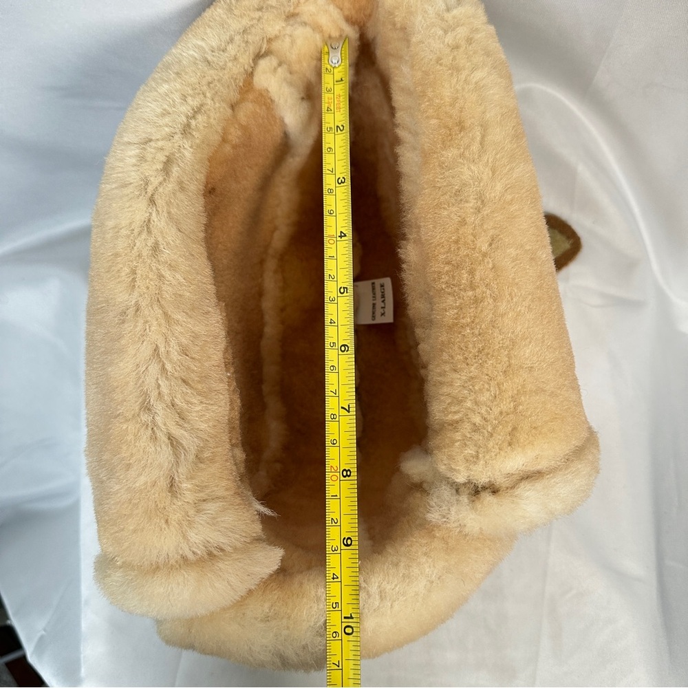 Genuine Shearling Sheepskin Trapper Hat Tan Aviator Winter Warm XL Apres Ski - Picture 10 of 16